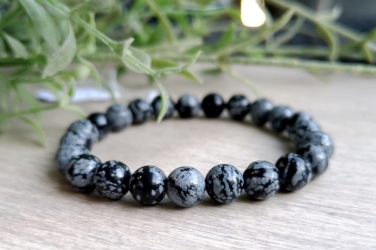 Bracelet Obsidienne neigeuse 8 mm