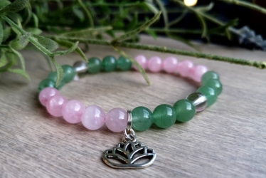 Bracelet Quartz rose et Aventurine 8 mm