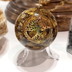 Sphère Orgonite Oeil de tigre - Arbre de vie