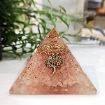 Pyramide Orgonite Quartz Rose - Arbre de vie